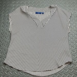 APT. 9‎ Black and White Striped V-Neck Blouse Top Petite XS Career